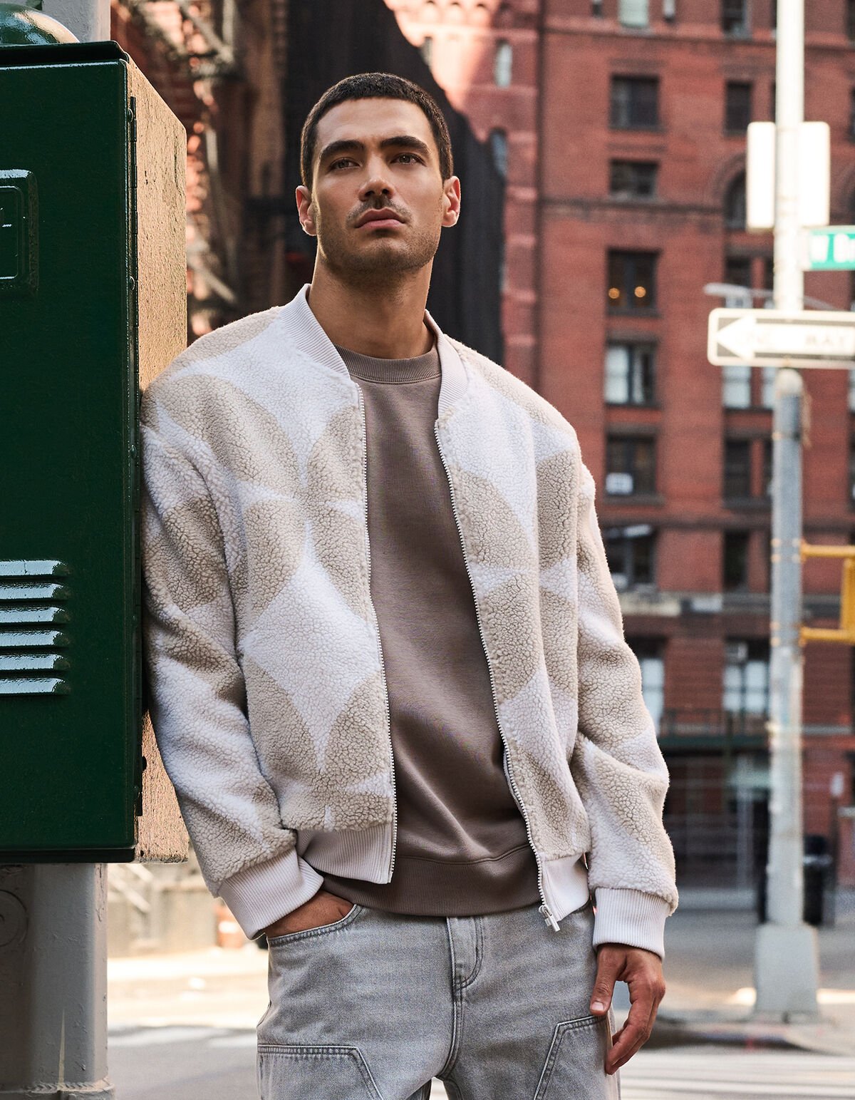 Teddy Logo Bomber Jas Gebroken Wit SHOEBY MEN