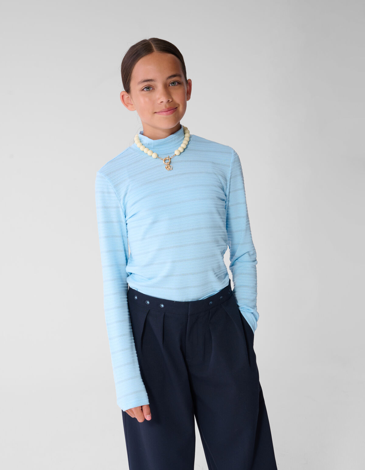 Lurex Longsleeve Top Lichtblauw SHOEBY GIRLS