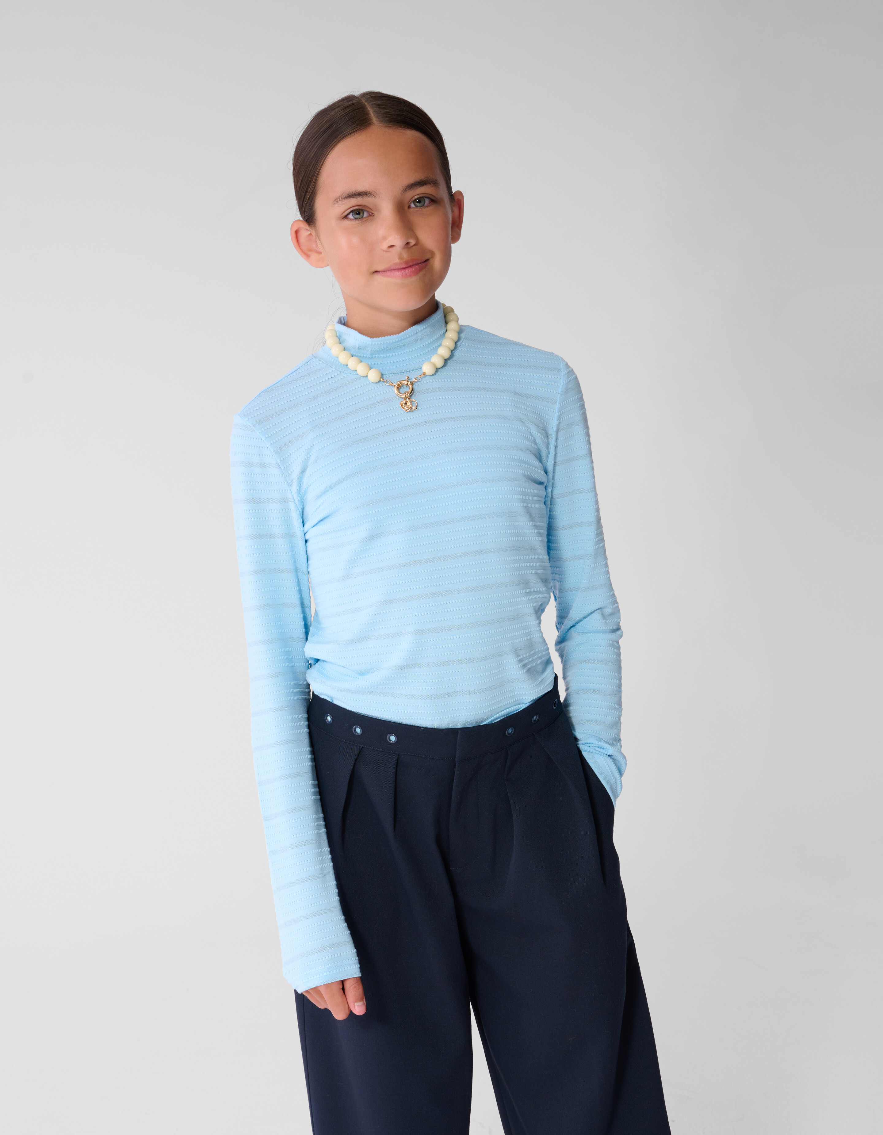 Lurex Longsleeve Top Lichtblauw SHOEBY GIRLS
