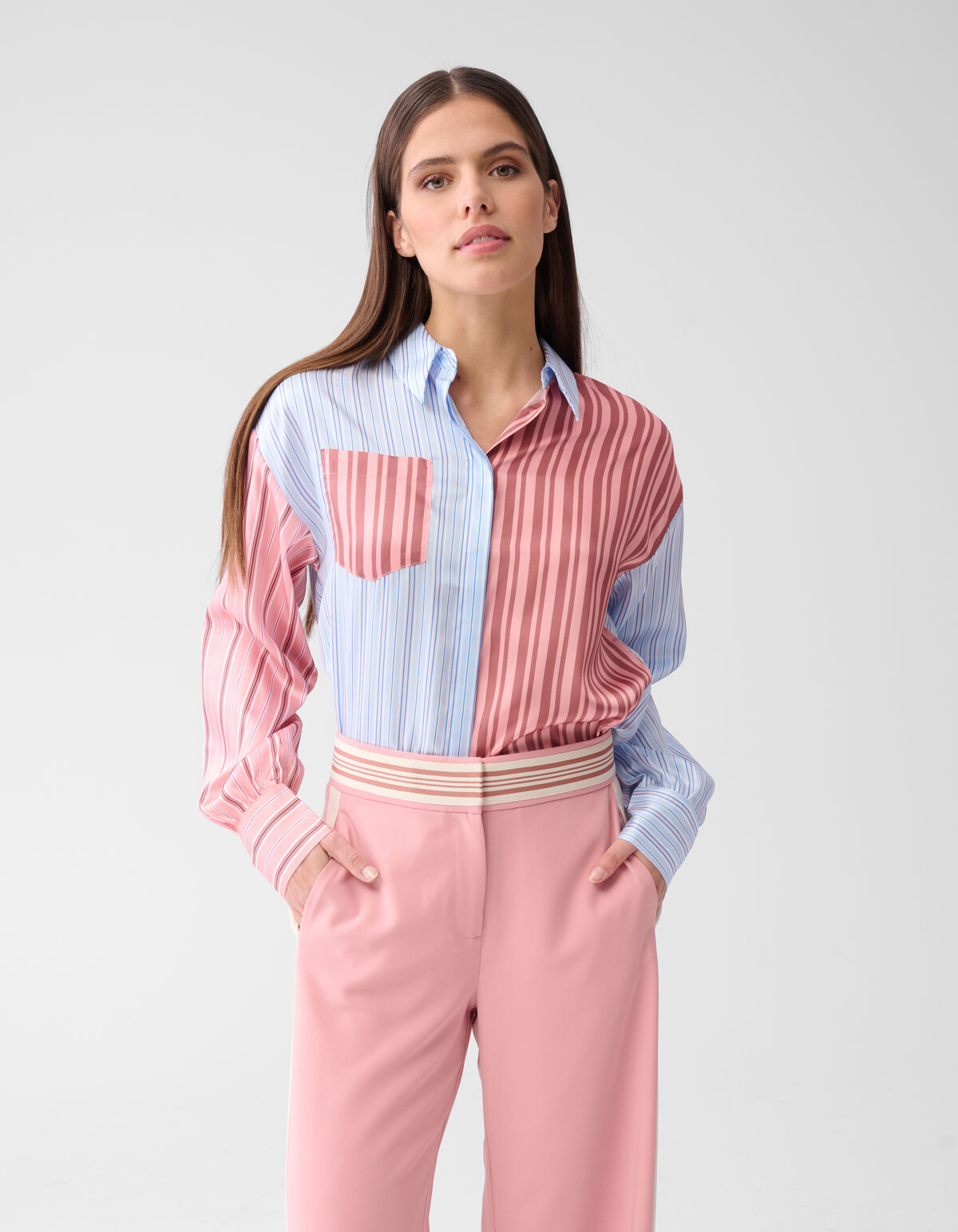 Printed Pinstripe Blouse SHOEBY WOMEN