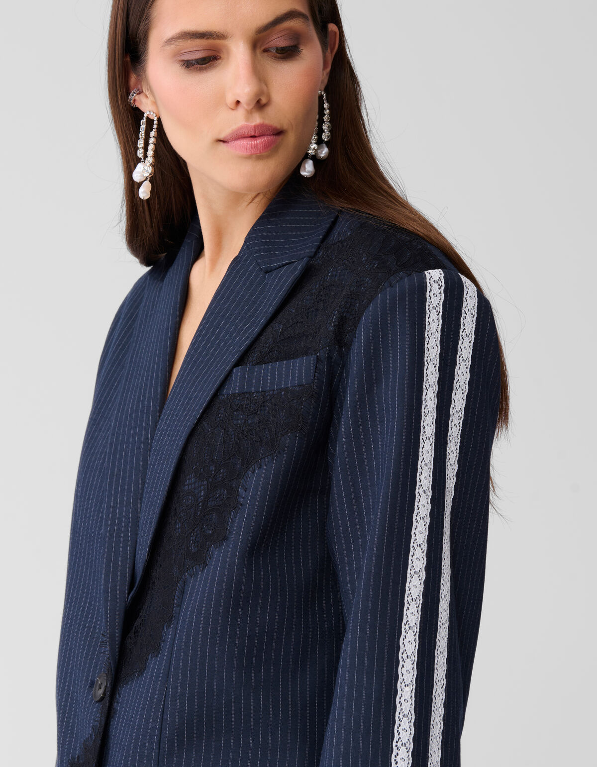 Oversized Kanten Blazer Donkerblauw SHOEBY WOMEN