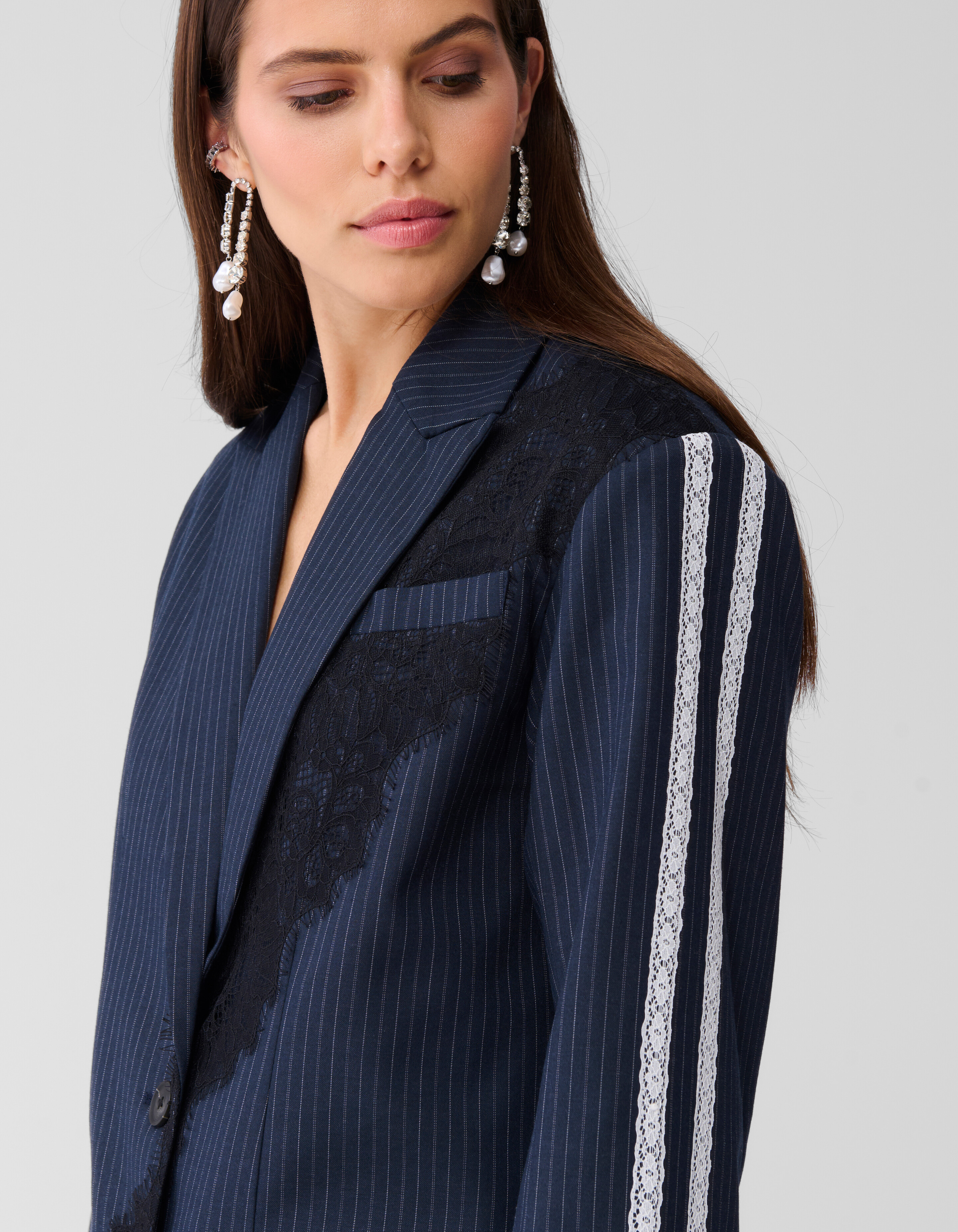 Oversized Kanten Blazer Donkerblauw SHOEBY WOMEN