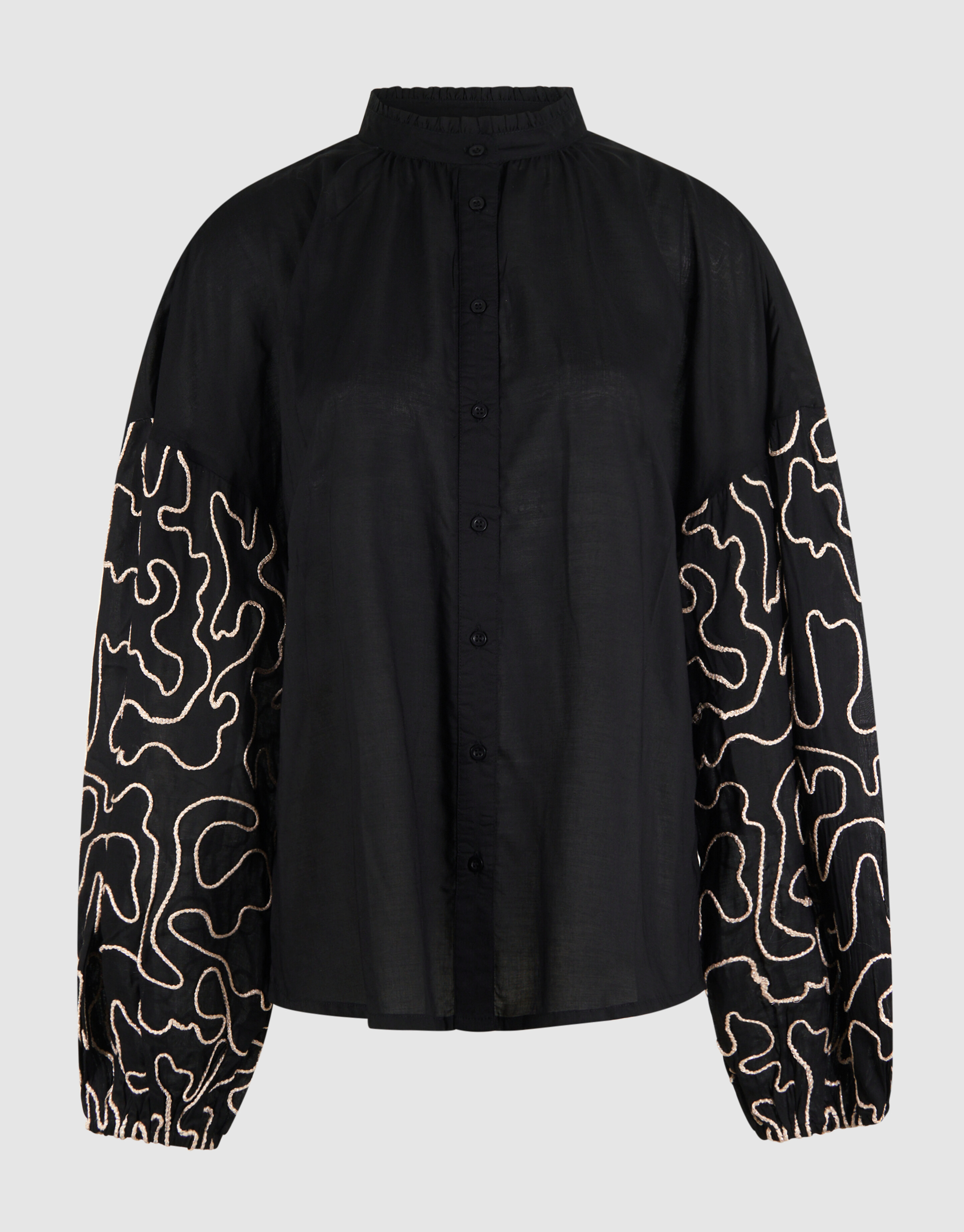 Cord Sleeve Blouse Zwart SHOEBY WOMEN