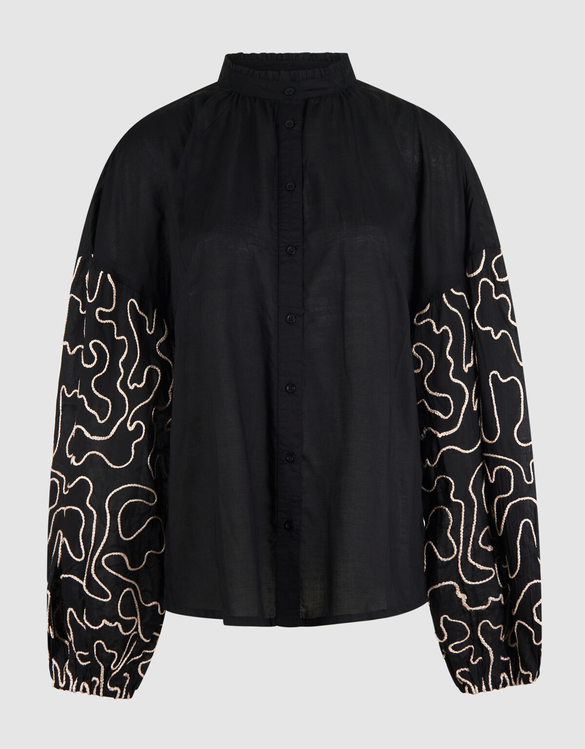 Cord Sleeve Blouse Zwart SHOEBY WOMEN