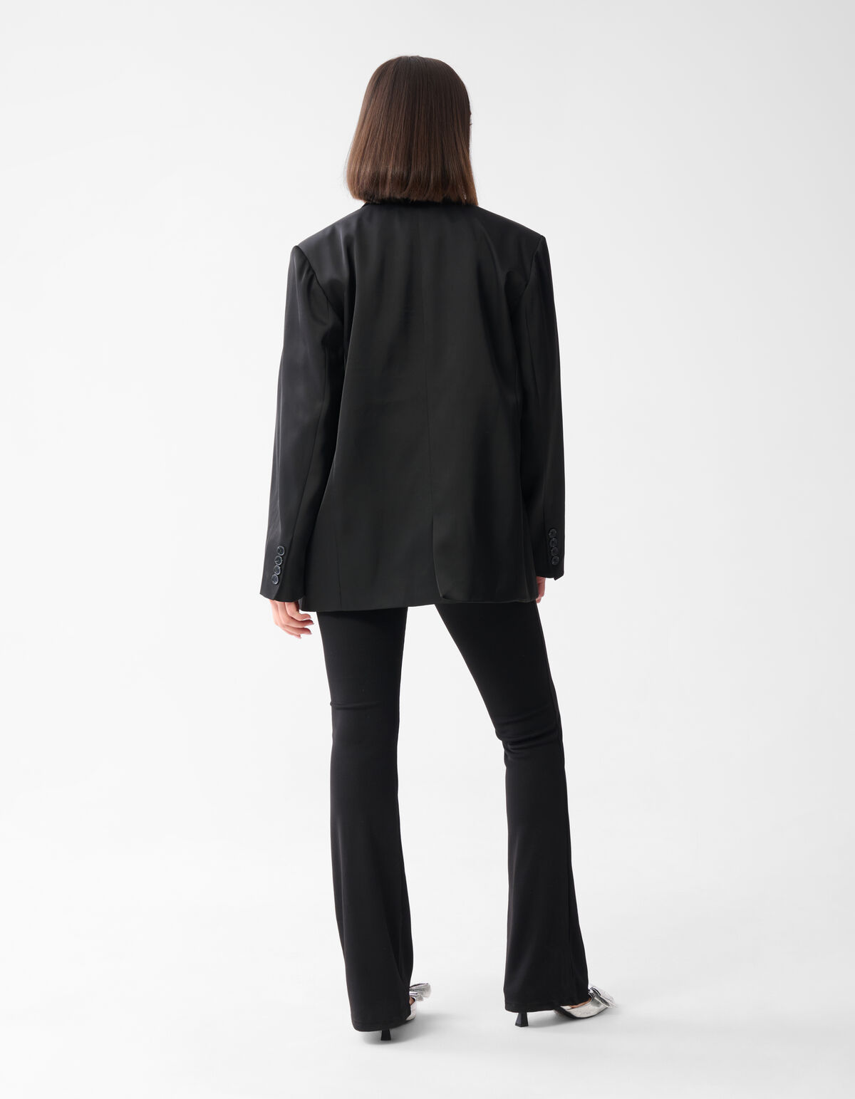 Satijnen Ruffle Blazer Zwart SHOEBY WOMEN