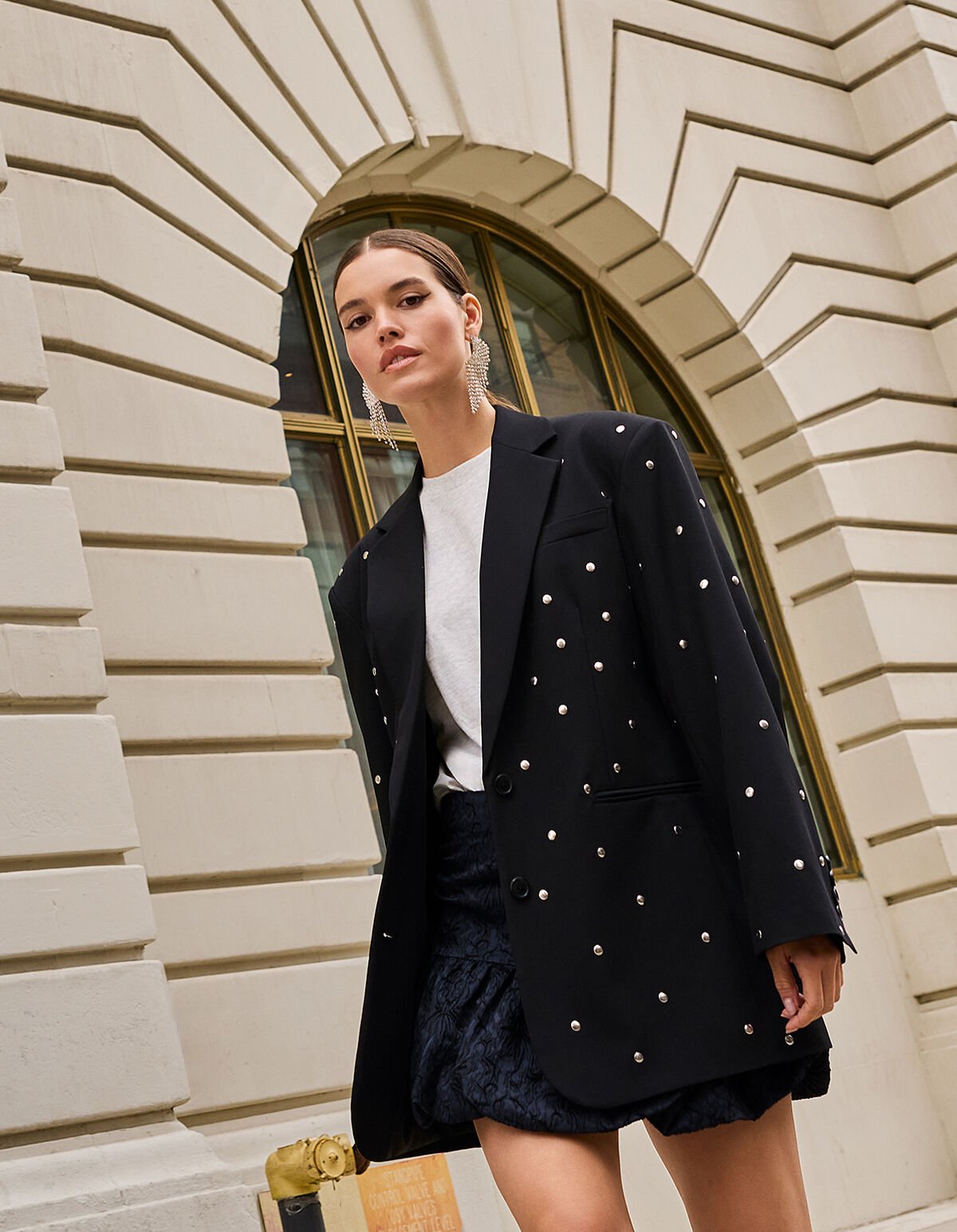 Oversized Studs Blazer Zwart SHOEBY WOMEN