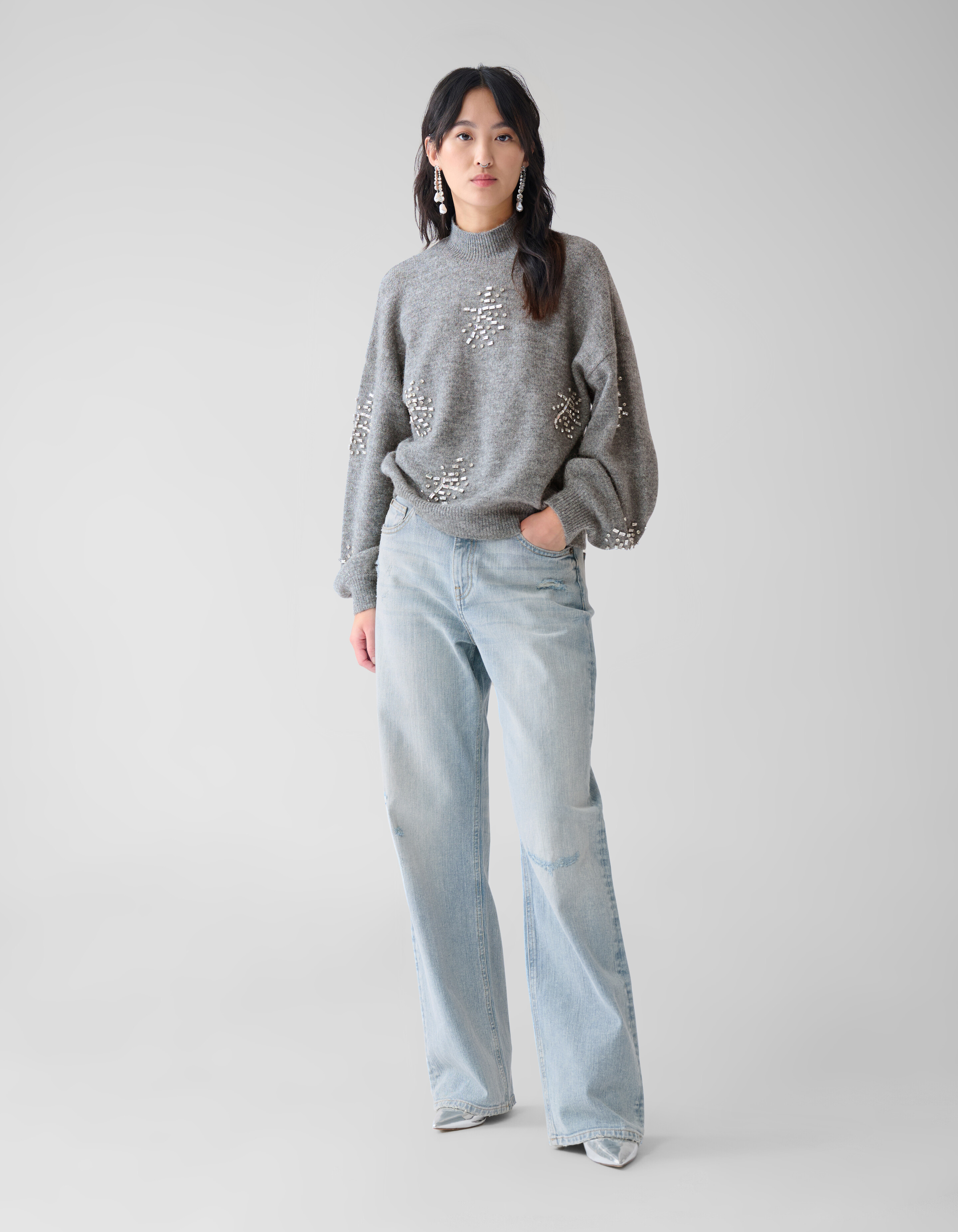 Embellished Trui Grijs By Fred SHOEBY WOMEN