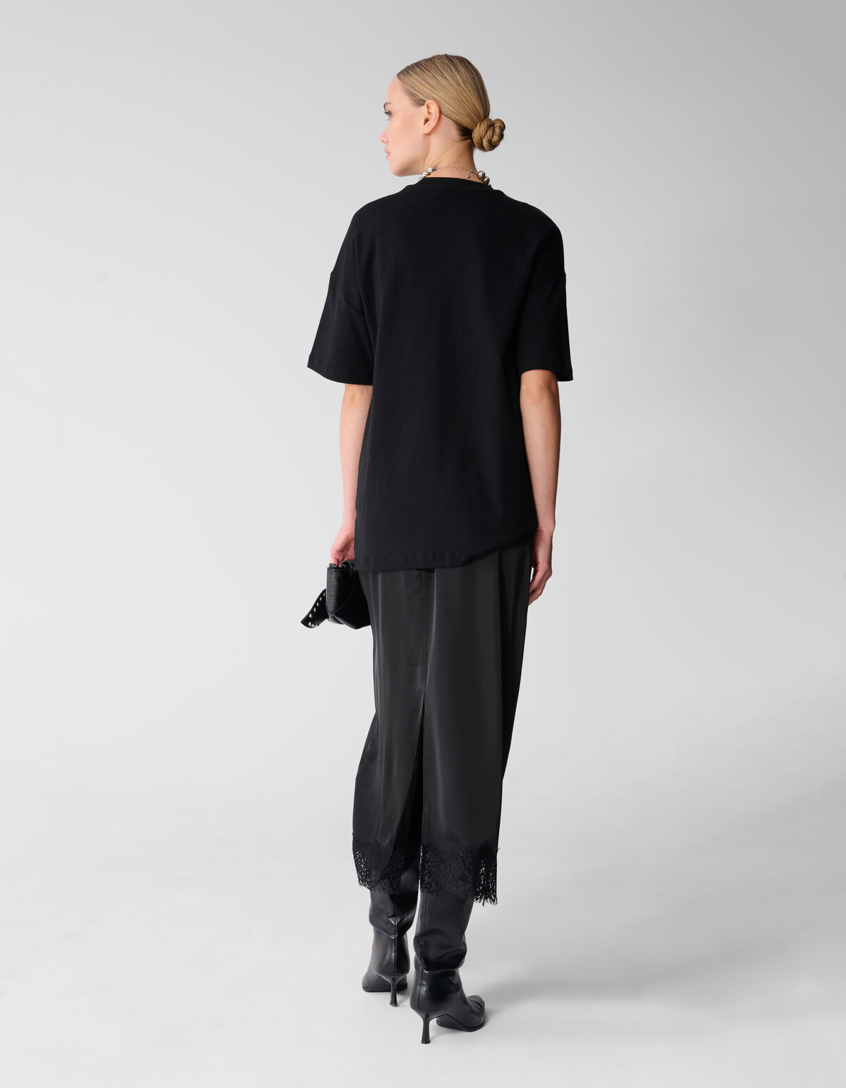 Kanten Satijnen Maxi Rok Zwart SHOEBY WOMEN