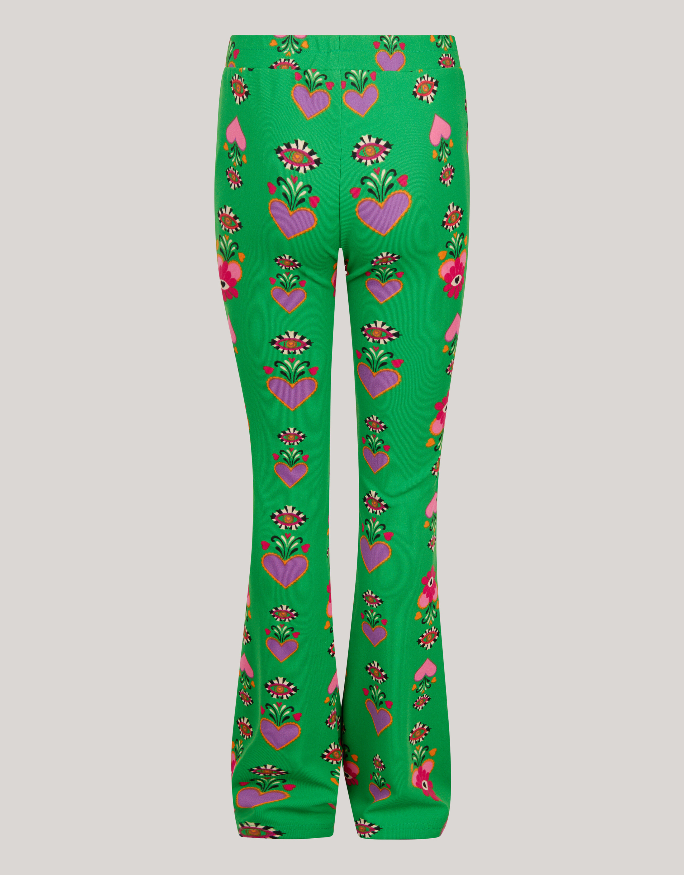 Printed Rib Flared Legging Groen SHOEBY GIRLS