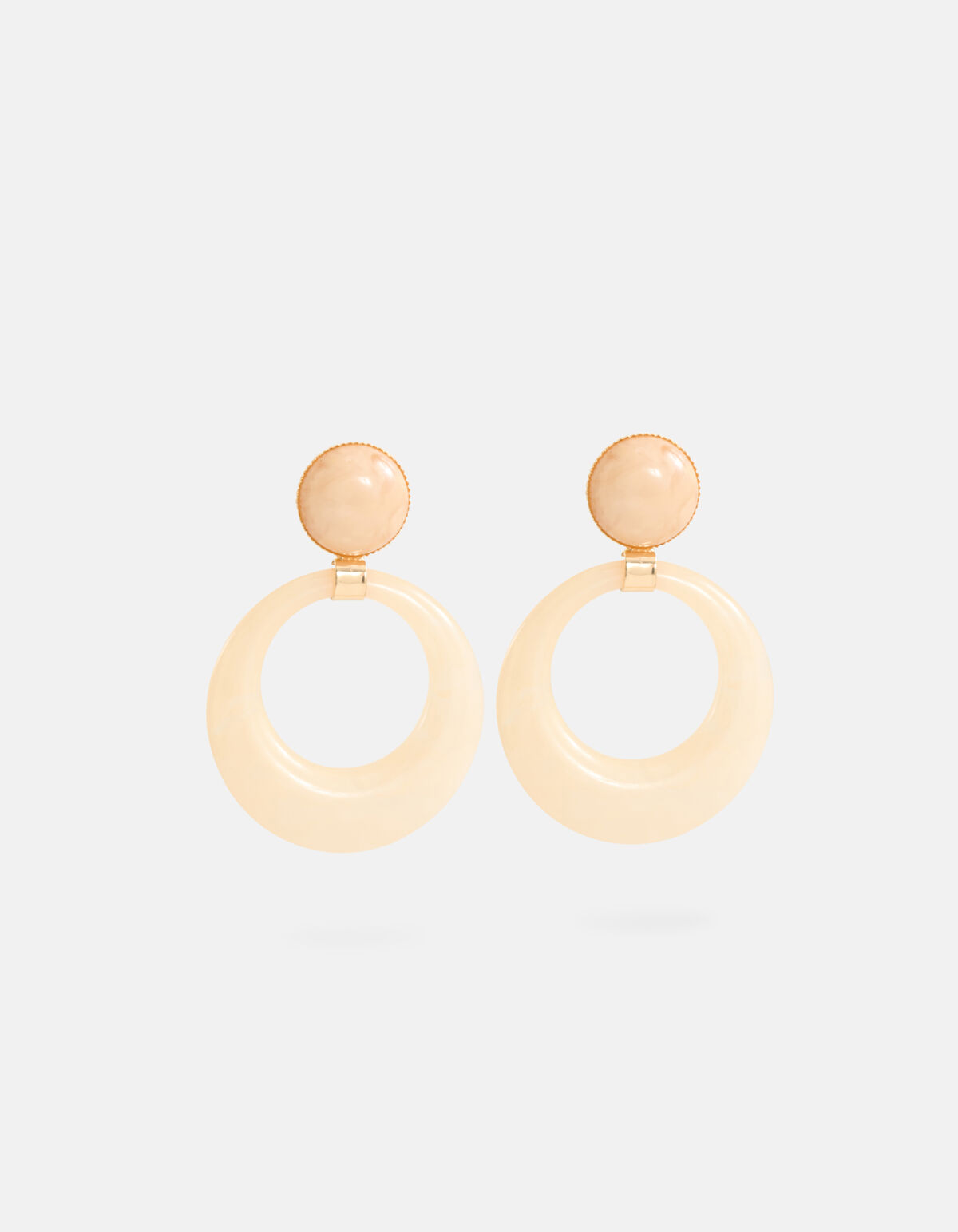 Ronde Oorbellen Beige SHOEBY ACCESSOIRES