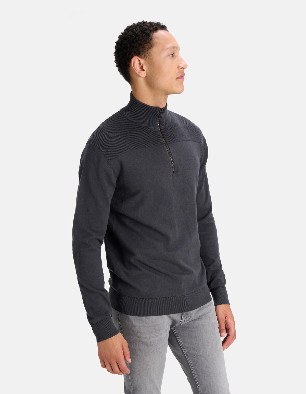 Zipper Trui Antraciet SHOEBY MEN
