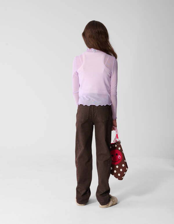 Strass Barrel Fit Broek Donkerbruin SHOEBY GIRLS