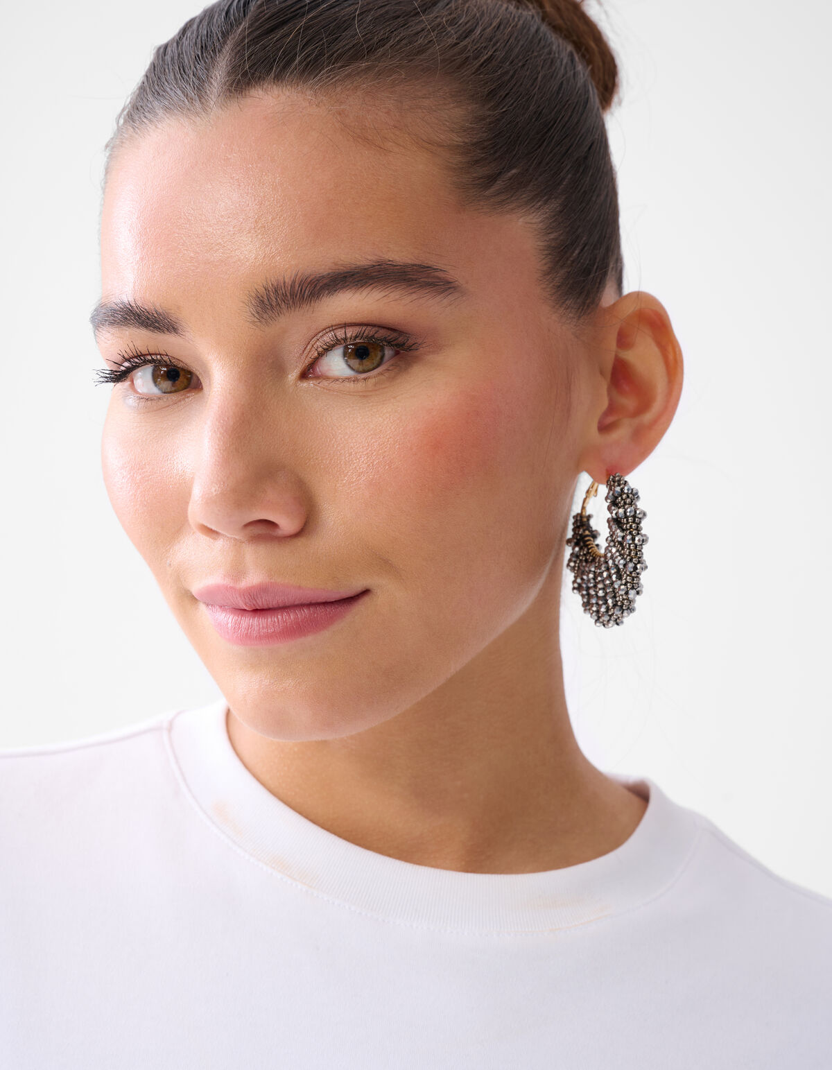 Bulky Beaded Oorbellen Donkergrijs SHOEBY ACCESSOIRES