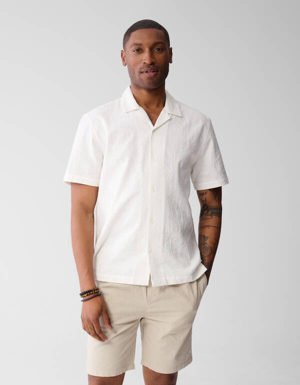 Flower Structuur Shirt Gebroken Wit SHOEBY MEN