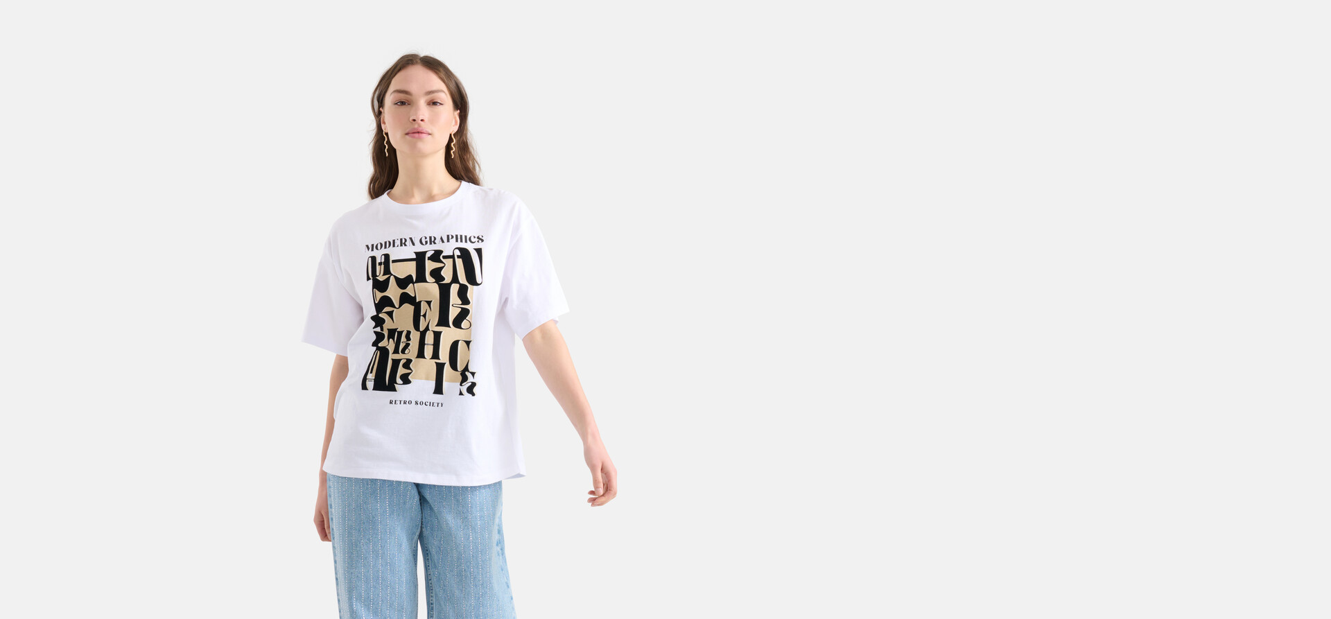 Grafisch Artwork T-shirt Wit SHOEBY WOMEN