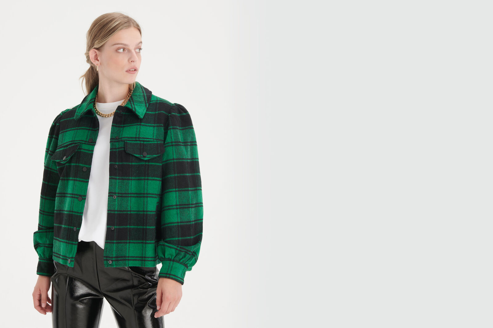 Groene Geruite Jas