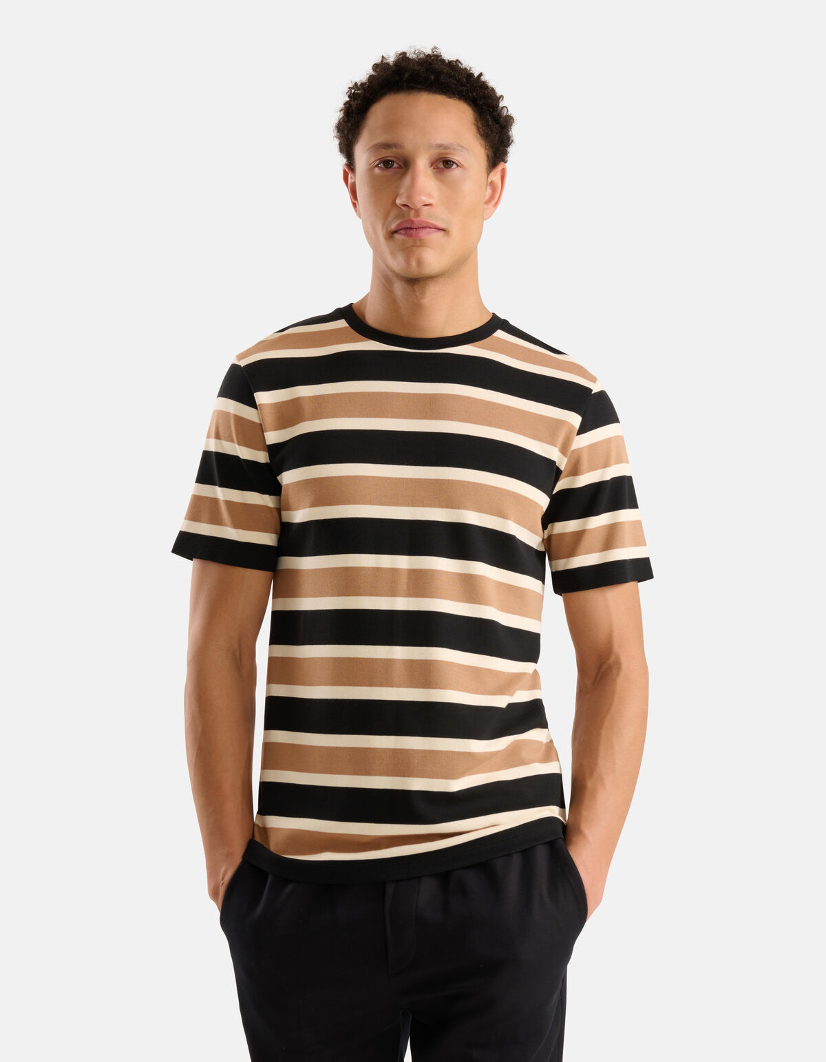 Gestreept T-shirt Bruin SHOEBY MEN