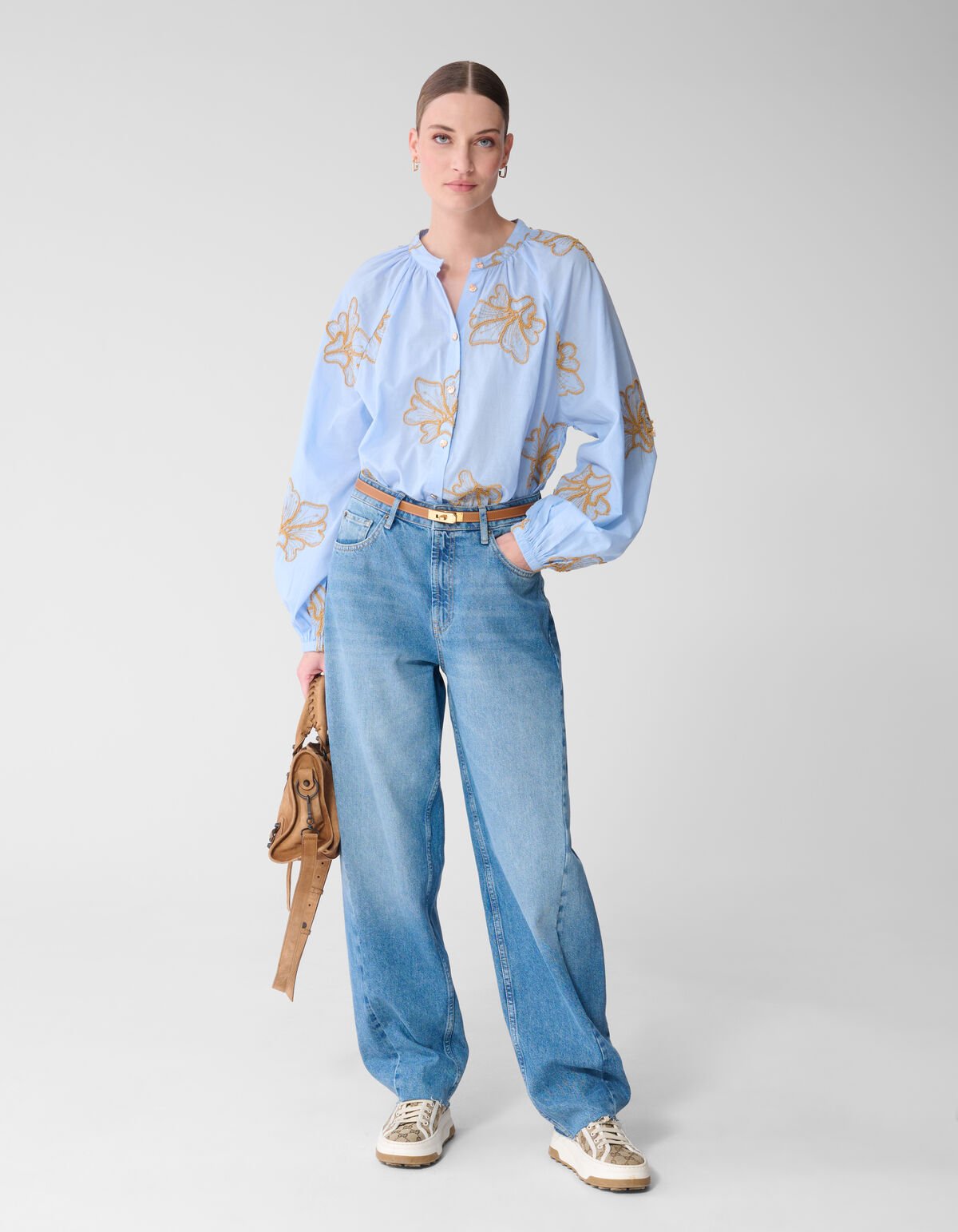 Bloem Koord Blouse Lichtblauw By Mieke SHOEBY WOMEN