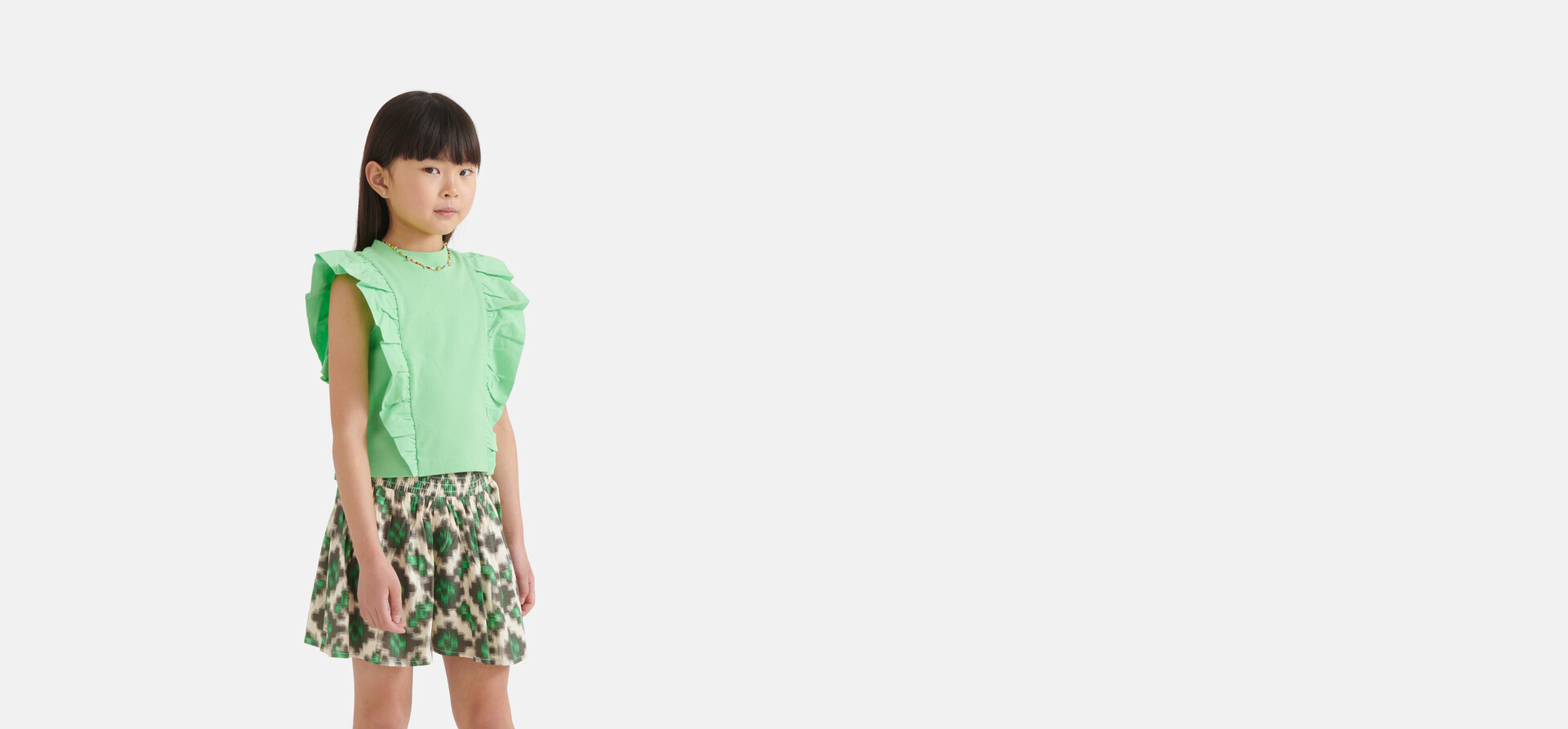Ruffle T-shirt Groen SHOEBY GIRLS