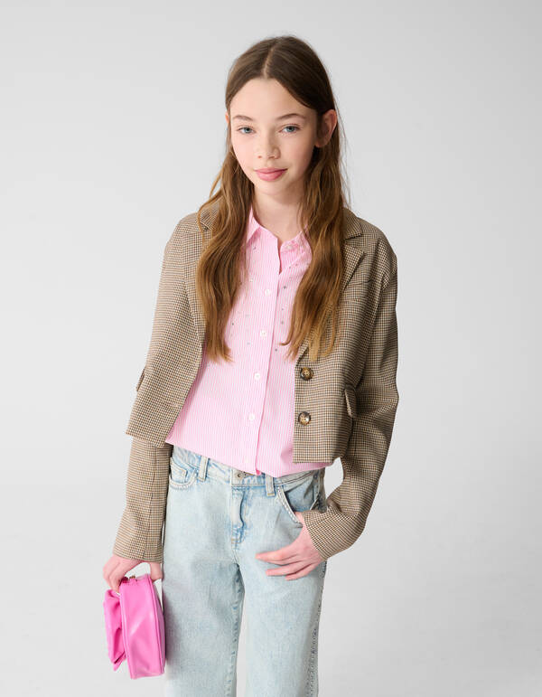 Cropped Ruiten Blazer Lichtbruin SHOEBY GIRLS