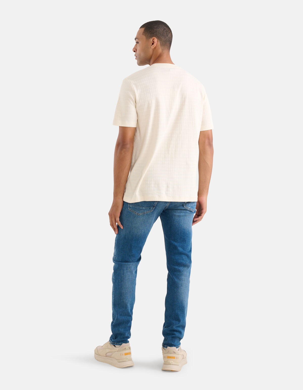 Structuur T-shirt Gebroken Wit SHOEBY MEN