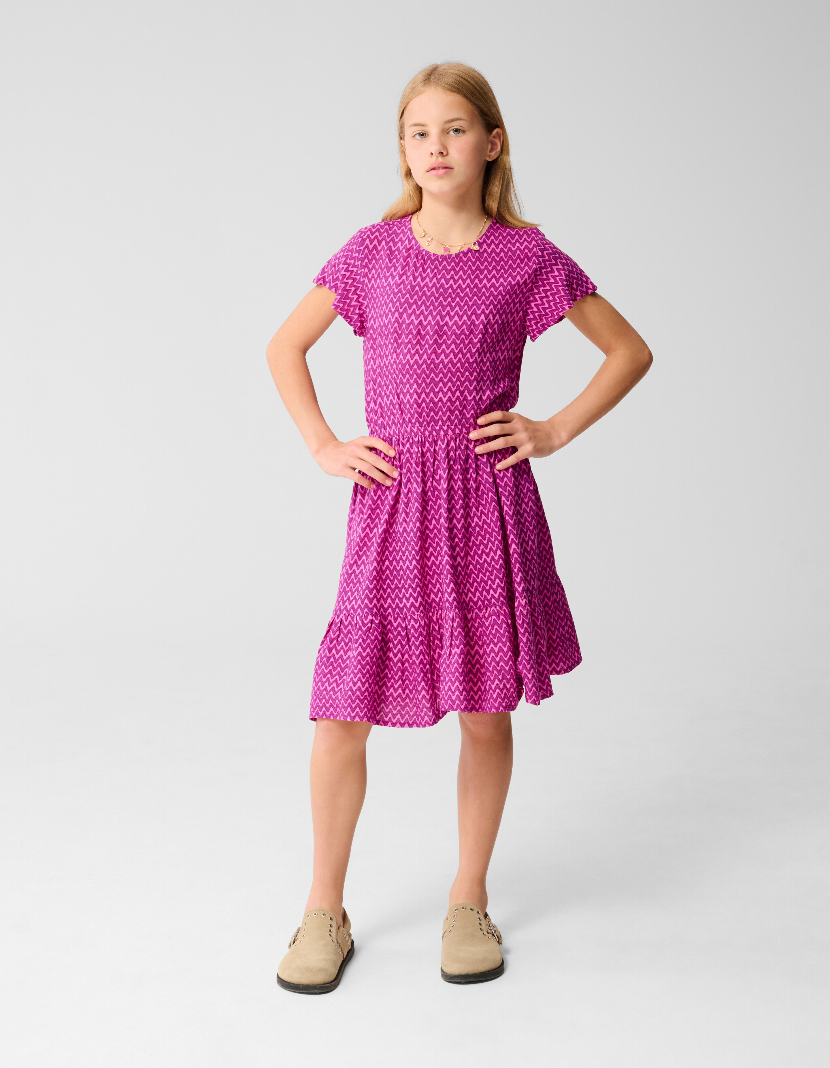 Printed Wave Jurk Roze SHOEBY GIRLS