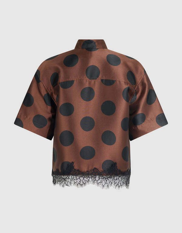 Oversized Kanten Polkadot Blouse Bruin SHOEBY WOMEN