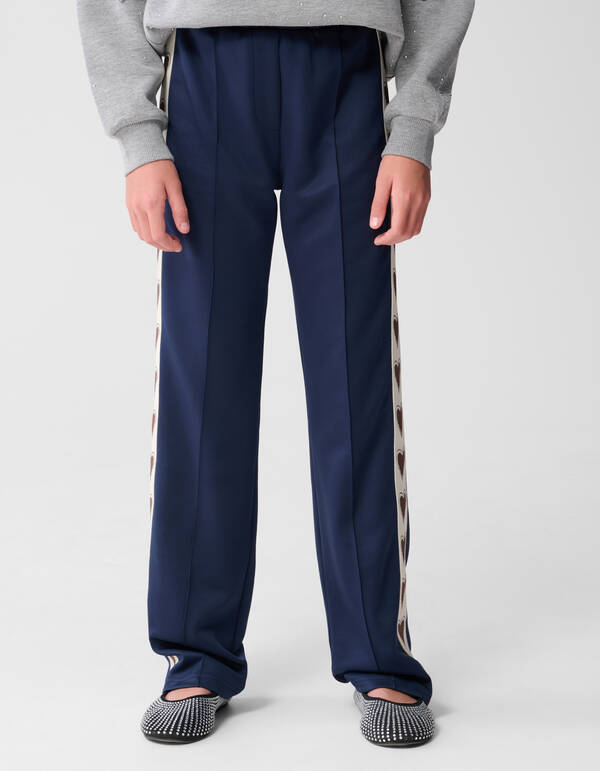 Sporty Heart Wide Leg Broek Donkerblauw SHOEBY GIRLS