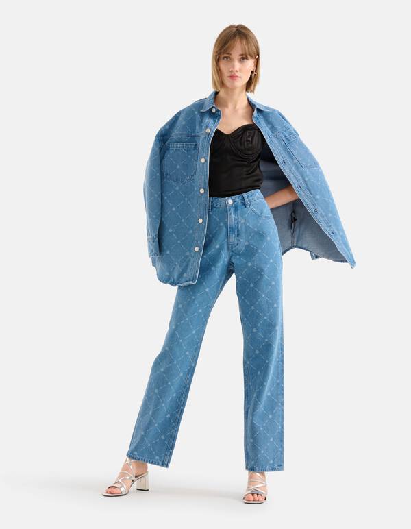 Printed Straight Jeans Blauw L32 SHOEBY WOMEN