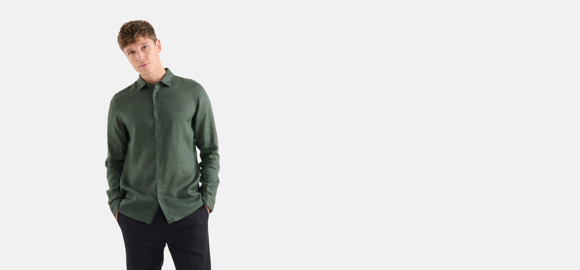 Linnen Overhemd Groen SHOEBY MEN
