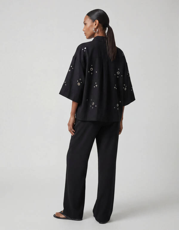 Wide Leg Broek Zwart SHOEBY WOMEN