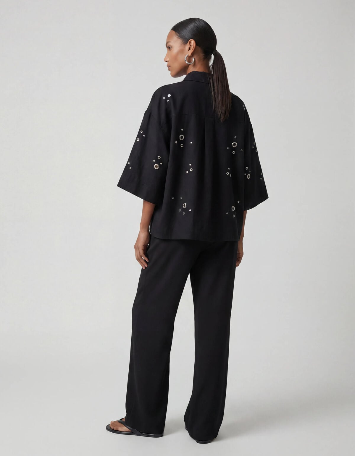 Wide Leg Broek Zwart SHOEBY WOMEN