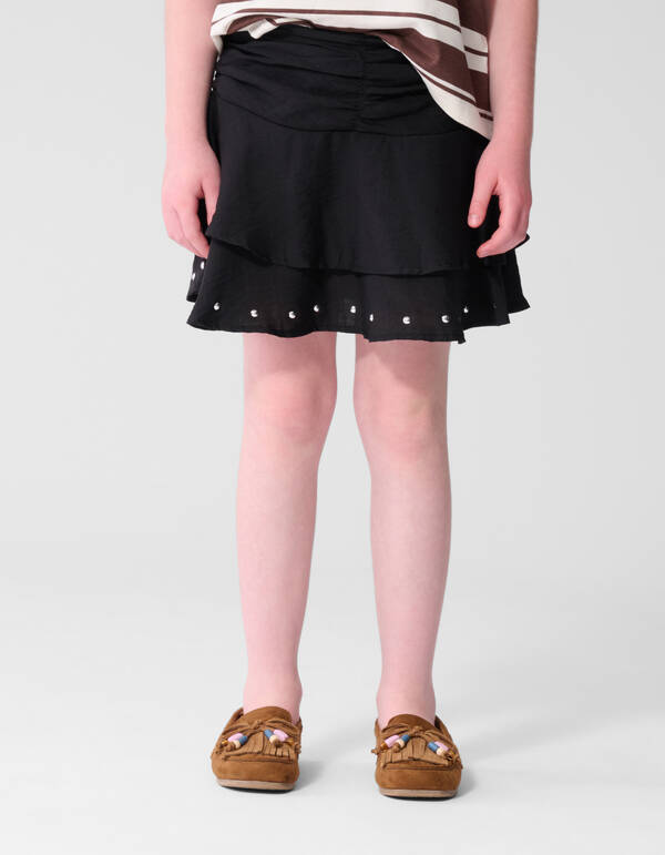 Ruffle Stud Rok Zwart SHOEBY GIRLS