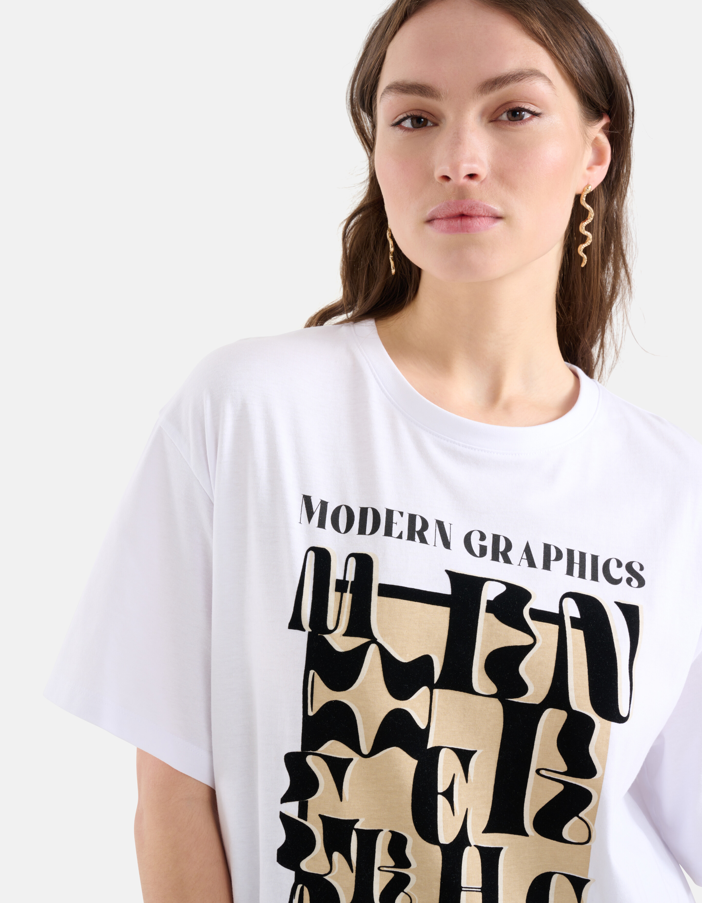 Grafisch Artwork T-shirt Wit SHOEBY WOMEN