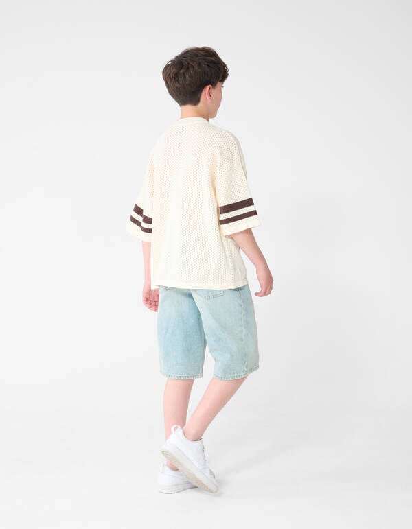 Sporty Mesh T-shirt Gebroken Wit SHOEBY BOYS