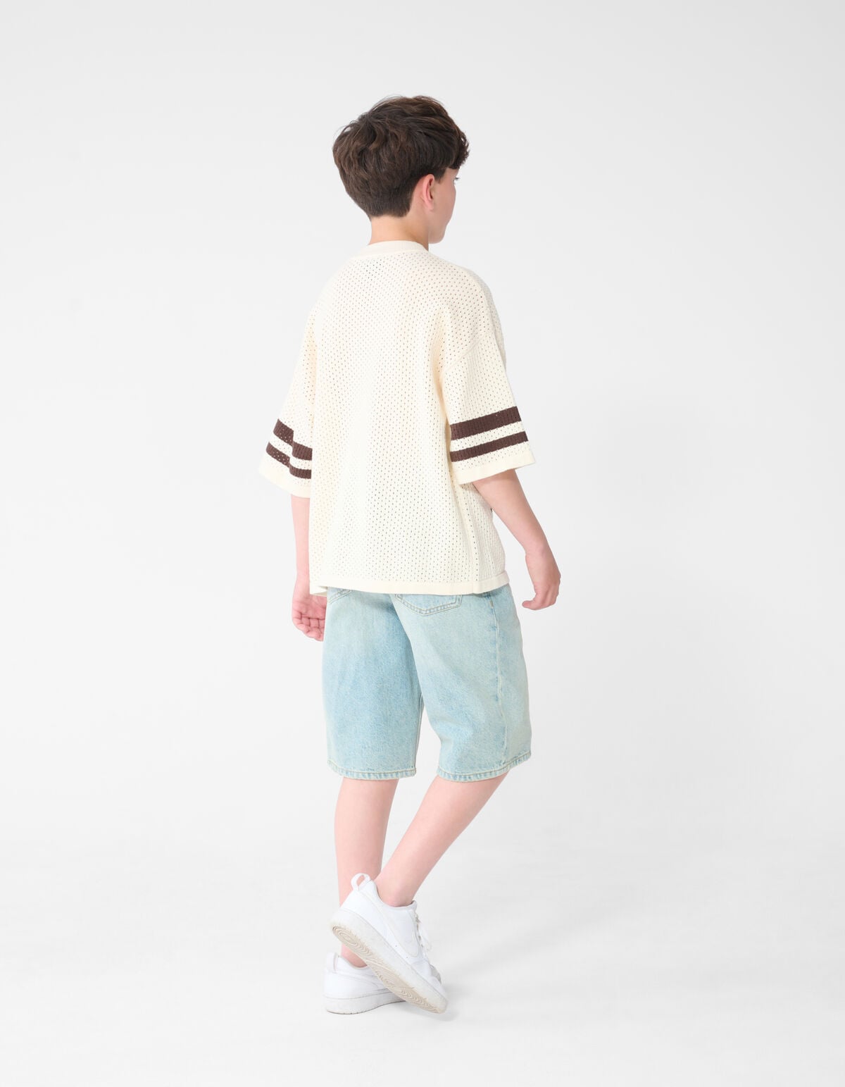 Sporty Mesh T-shirt Gebroken Wit SHOEBY BOYS