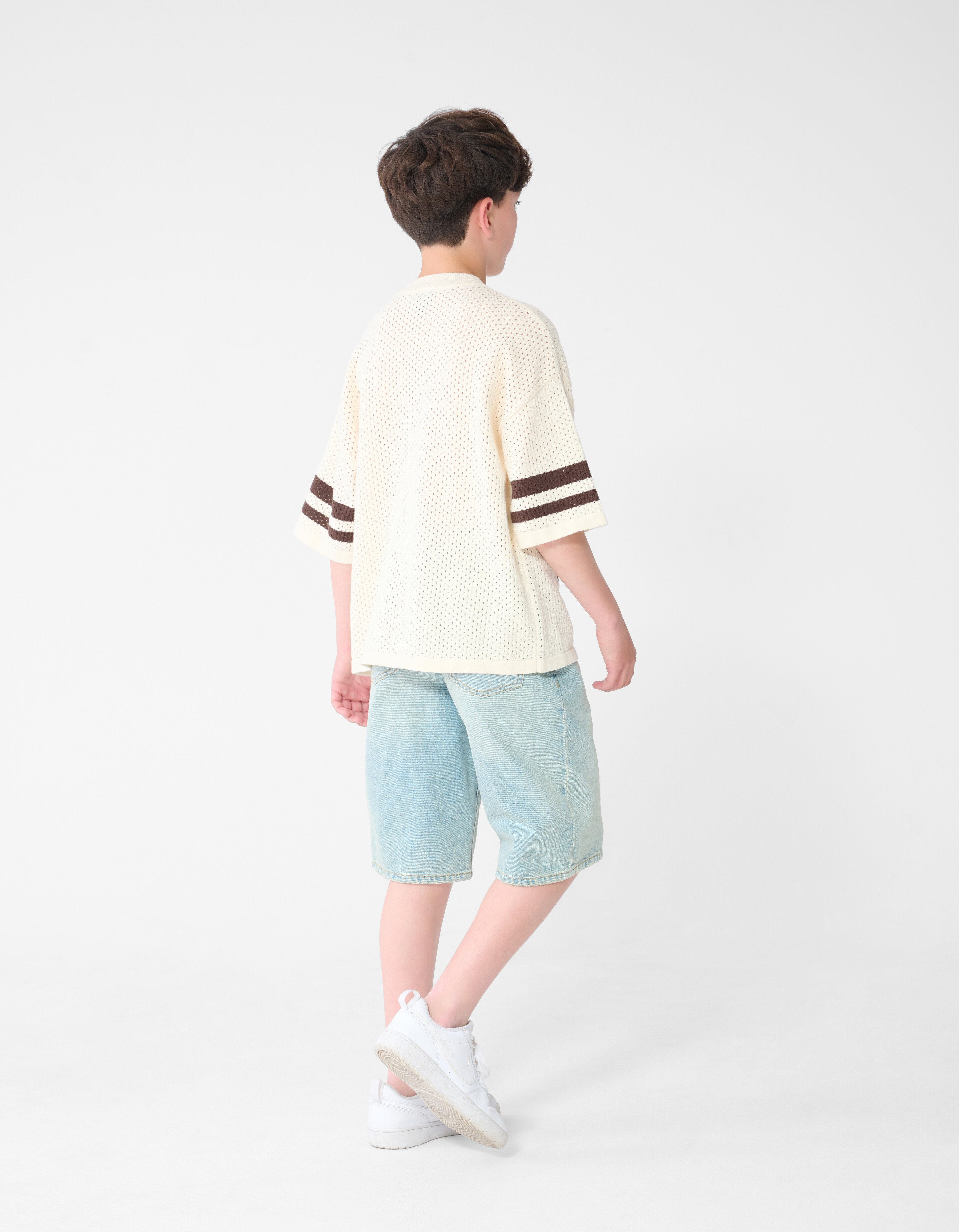 Sporty Mesh T-shirt Gebroken Wit SHOEBY BOYS
