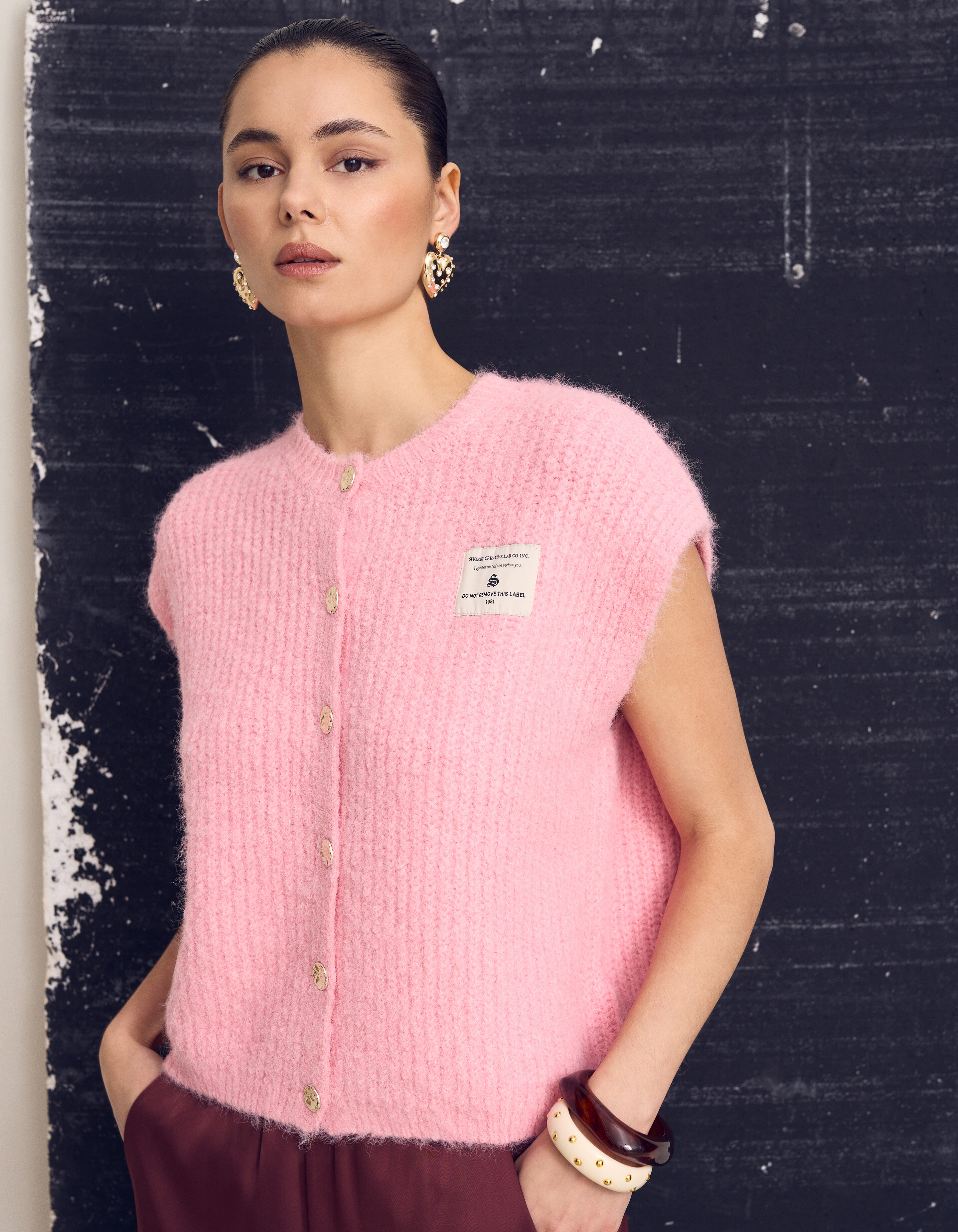 Hairy Button Gilet Roze SHOEBY WOMEN