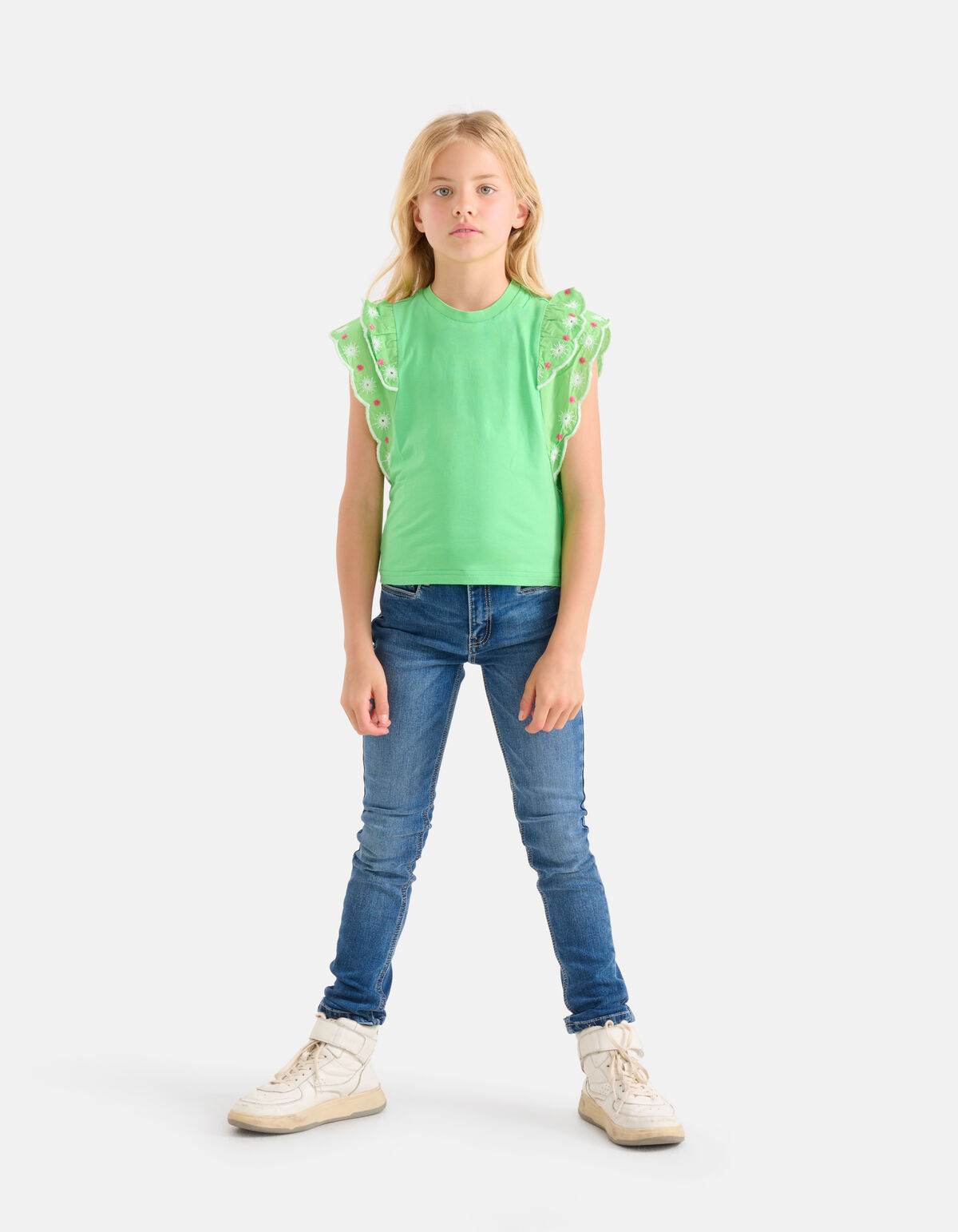 Embroidery Top Groen SHOEBY GIRLS
