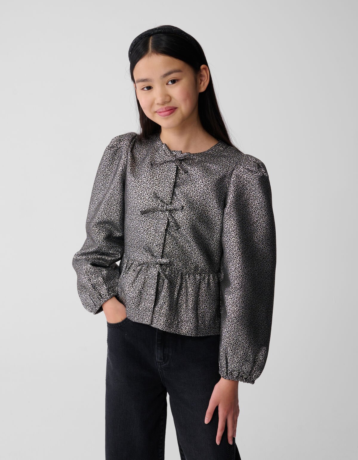 Strik Jacquard Blouse Zilver SHOEBY GIRLS