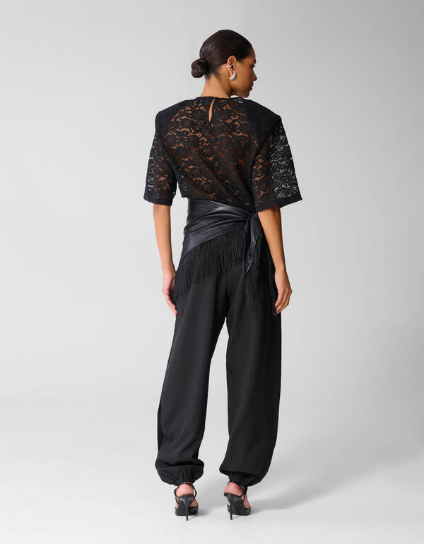 Lace Shoulder Top Zwart SHOEBY WOMEN