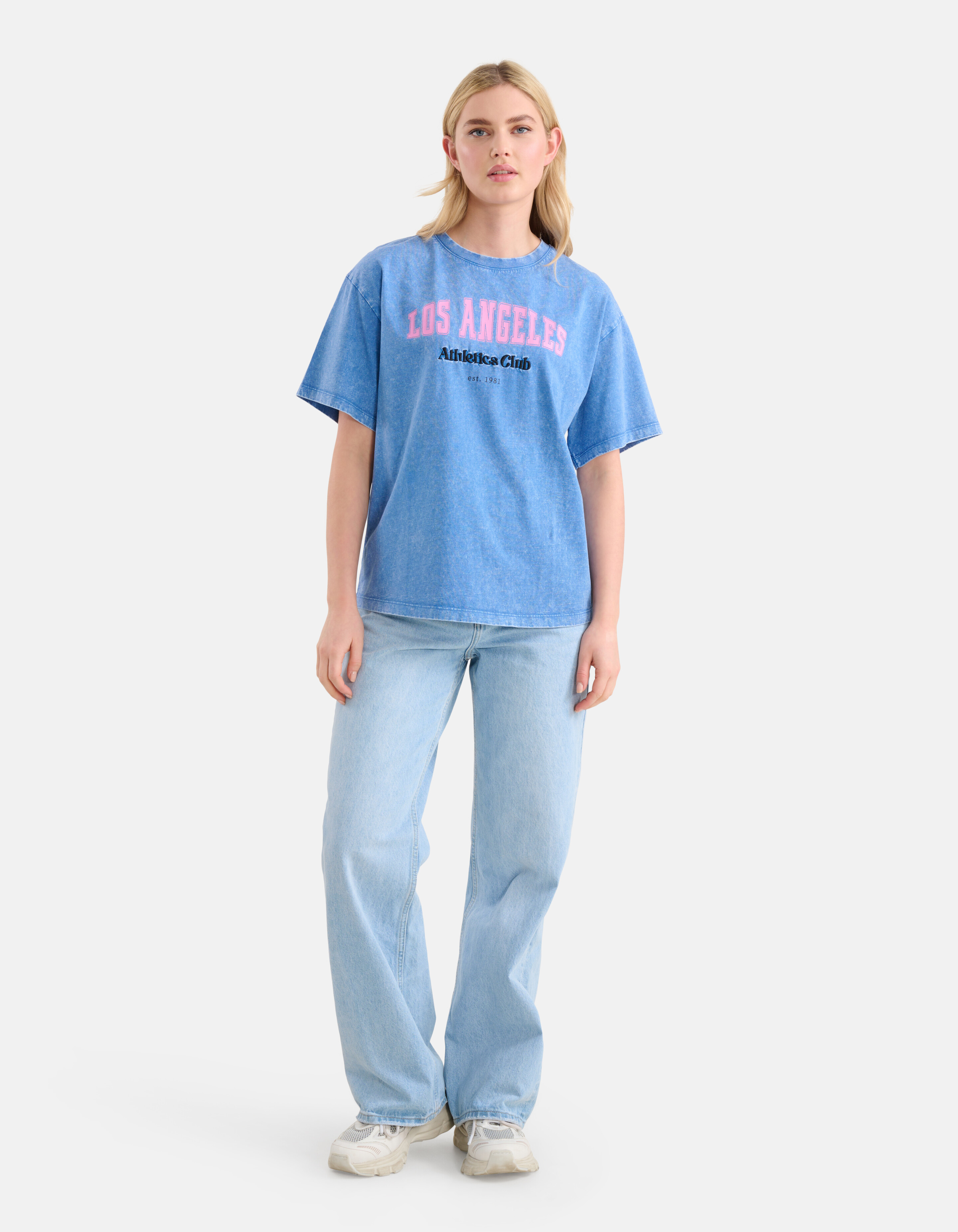 Washed Artwork T-shirt Blauw SHOEBY WOMEN