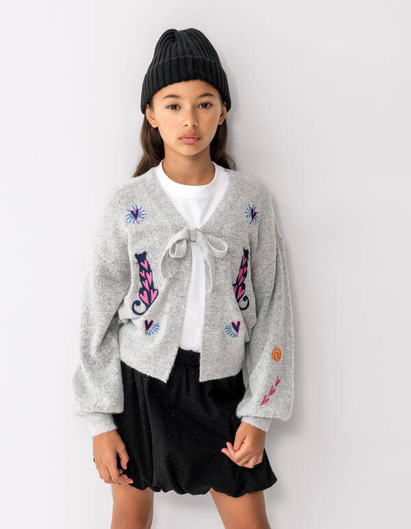 Embroidery Knit Vest Grijs SHOEBY GIRLS