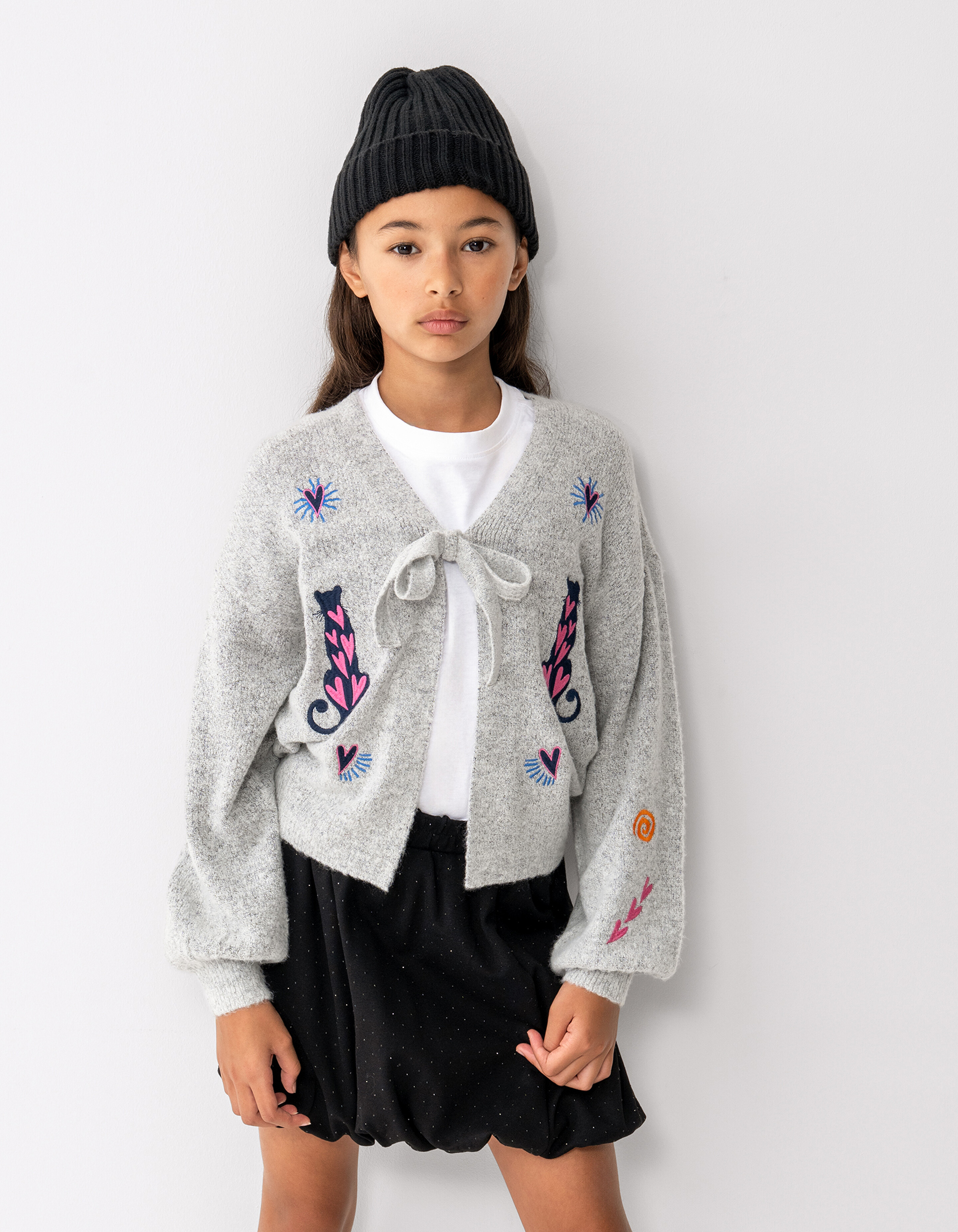 Embroidery Knit Vest Grijs SHOEBY GIRLS
