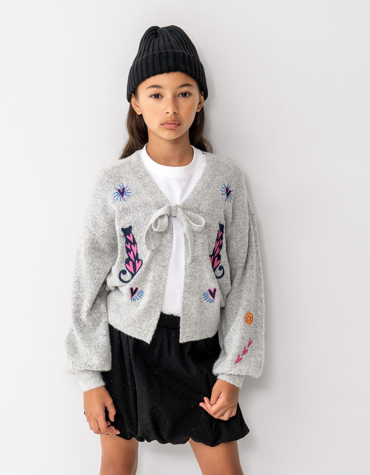 Embroidery Knit Vest Grijs SHOEBY GIRLS