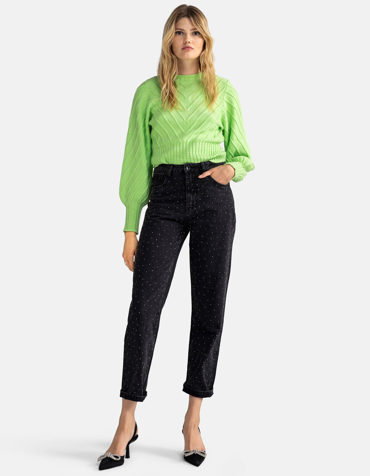 Strass Washed Black Denim Jeans SHOEBY WOMEN