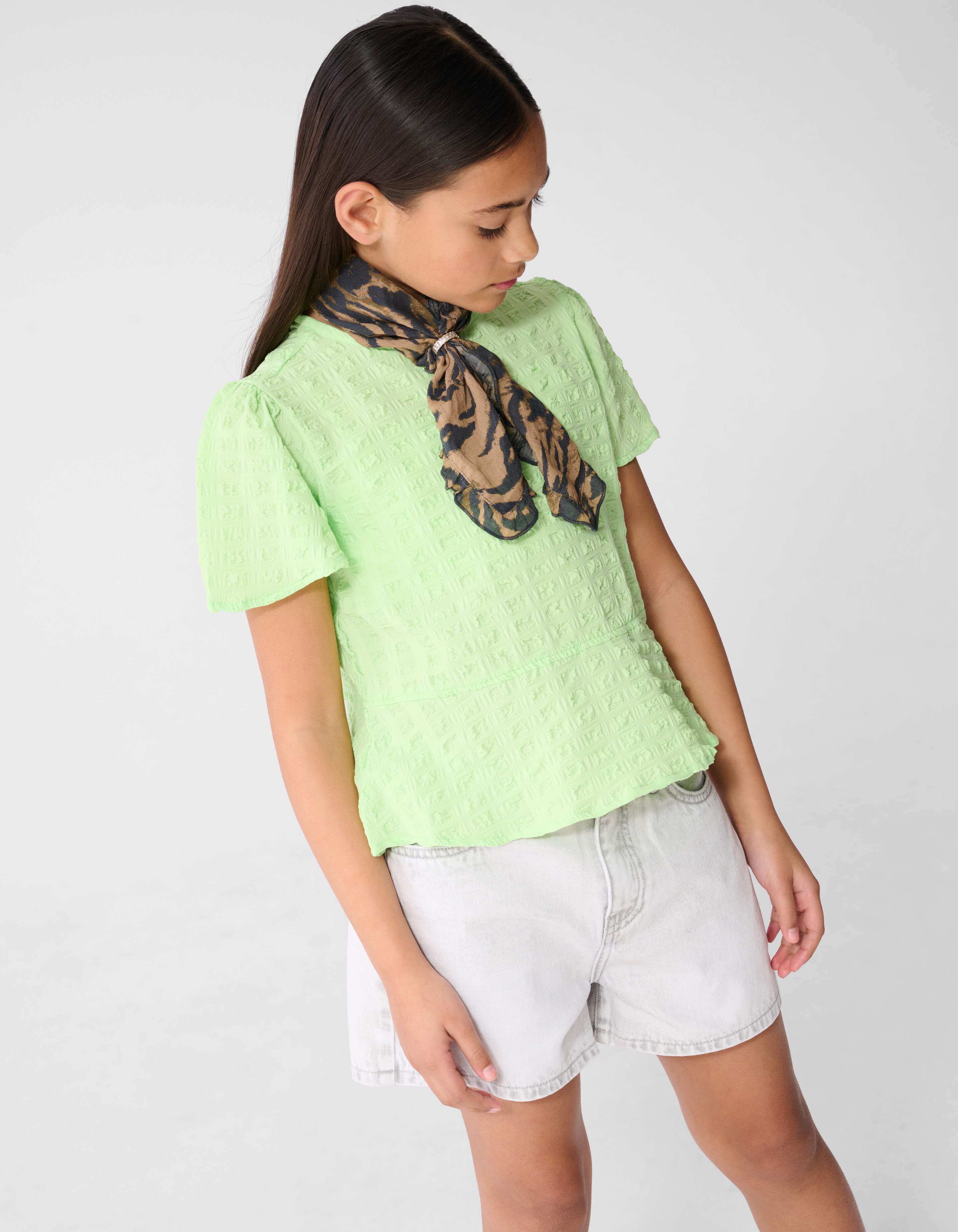 Crinkle Peplum Top Lichtgroen SHOEBY GIRLS