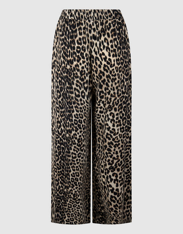 Sporty Leopard Wide Leg Fit Broek Bruin SHOEBY WOMEN