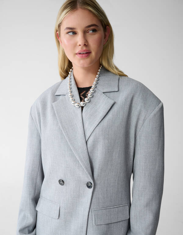 Oversized Shoulder Blazer Lichtgrijs SHOEBY WOMEN