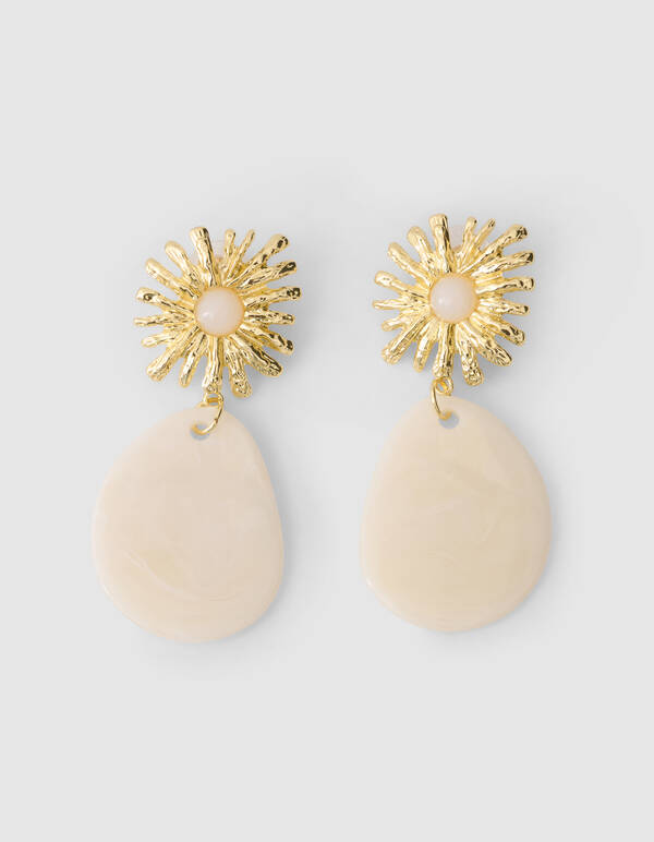 Flower Oval Oorbellen Beige SHOEBY ACCESSOIRES